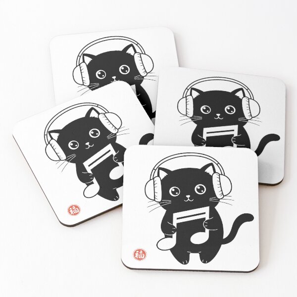 Item preview, Music Lover Black Cat with Fuku Stamp designed and sold by Naturich.