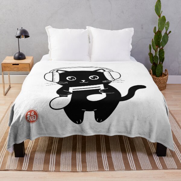 Item preview, Music Lover Black Cat with Fuku Stamp designed and sold by Naturich.