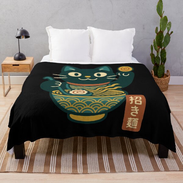 Item preview, Black Cat Eating Ramen Lucky Beckoning Neko Ramen Concept Japanese Graphic Art designed and sold by Bongocomic.