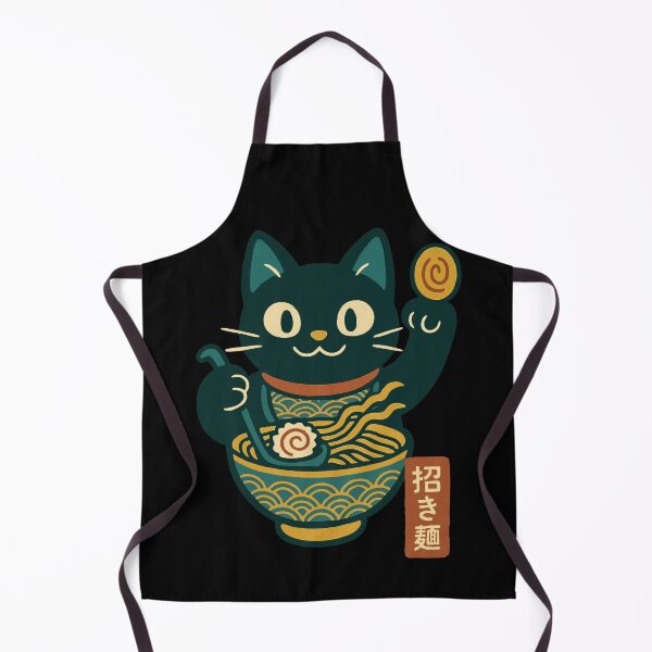 Item preview, Black Cat Eating Ramen Lucky Beckoning Neko Ramen Concept Japanese Graphic Art designed and sold by Bongocomic.