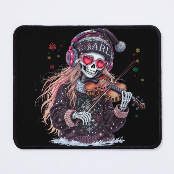 Item preview, Piano Skeleton Girl with Festive Coffee | Cute Gothic Christmas Music Art designed and sold by ColorSplash123.