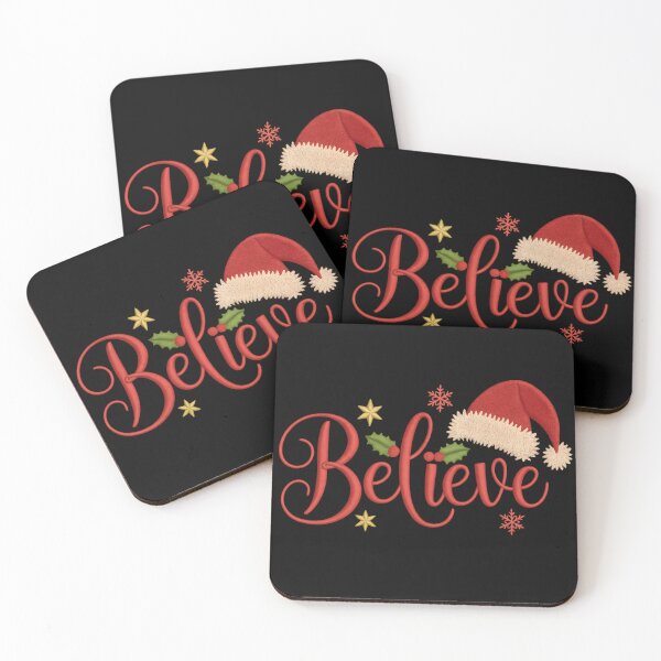 Item preview, Faux Embroidery Believe Christmas Santa Hat designed and sold by Drip Haus.