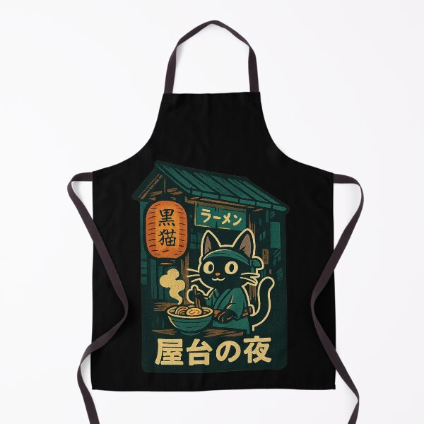 Item preview, Black Cat Eating Ramen Neko Yatai Alley Concept Japanese Graphic Art designed and sold by Bongocomic.