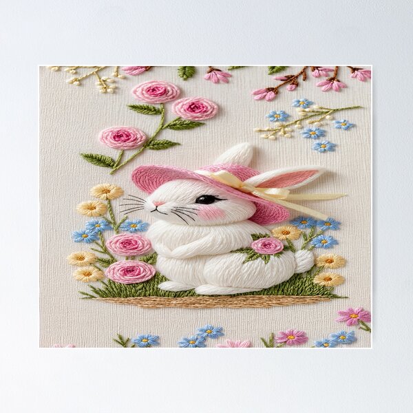 Item preview, Embroidery hand work design of cute rabbit 3 designed and sold by DinsignStudio.