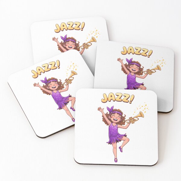 Item preview, Joyful Jazz Dancer Girl in Sparkly Purple Dress Illustration designed and sold by DroolWorthyUS.