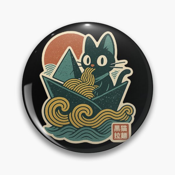 Item preview, Black Cat Eating Ramen Origami Nori Sail Concept Japanese Graphic Art designed and sold by Bongocomic.