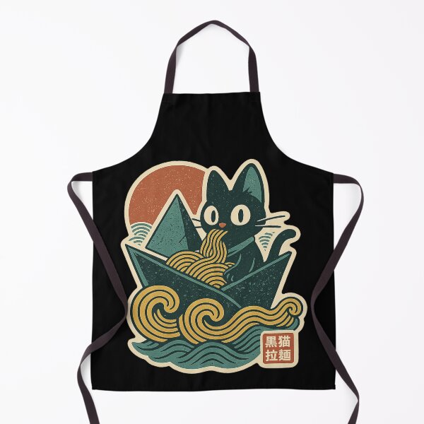 Item preview, Black Cat Eating Ramen Origami Nori Sail Concept Japanese Graphic Art designed and sold by Bongocomic.