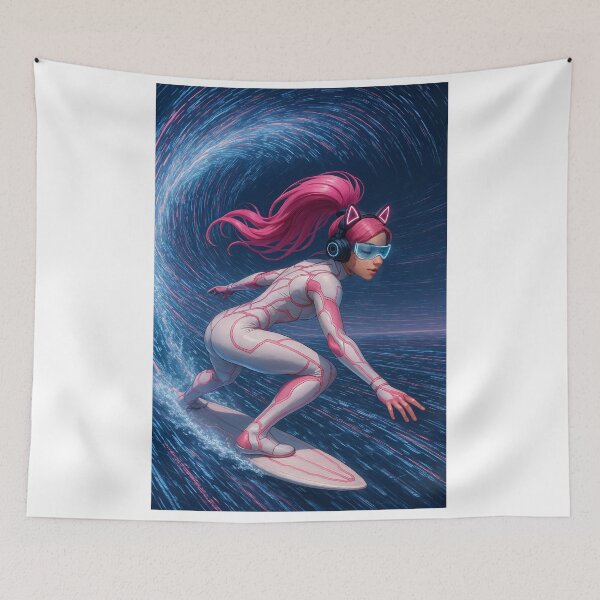 Item preview, CathryneDelamort surfing tsunami   designed and sold by CathryneDelamort.