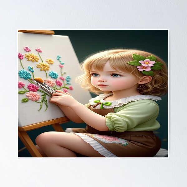 Item preview, Embroidery hand work of cute girl 3 designed and sold by DinsignStudio.