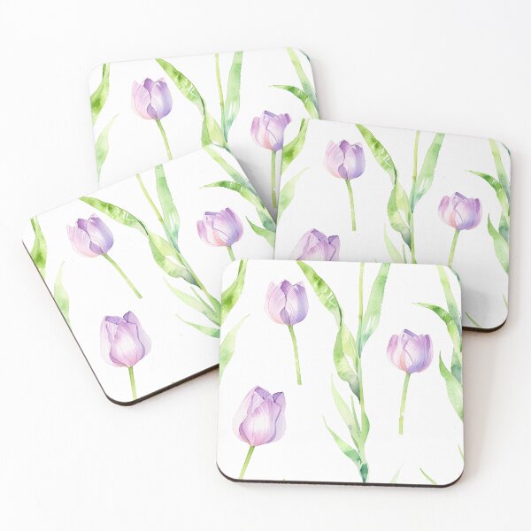 Item preview, Watercolor Tulips Pattern With Purple Blooms And Green Stems designed and sold by CoolPixels.