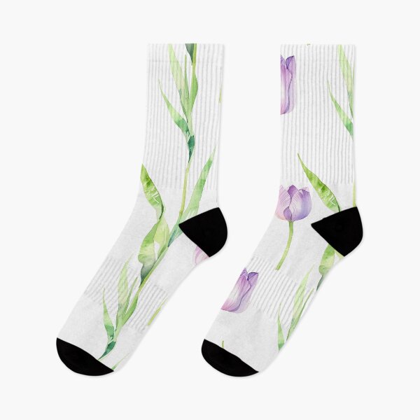 Item preview, Watercolor Tulips Pattern With Purple Blooms And Green Stems designed and sold by CoolPixels.
