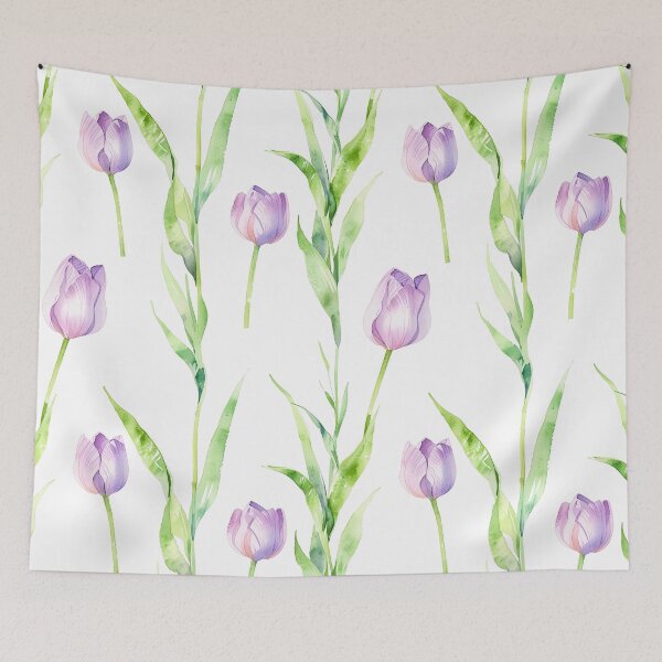 Item preview, Watercolor Tulips Pattern With Purple Blooms And Green Stems designed and sold by CoolPixels.
