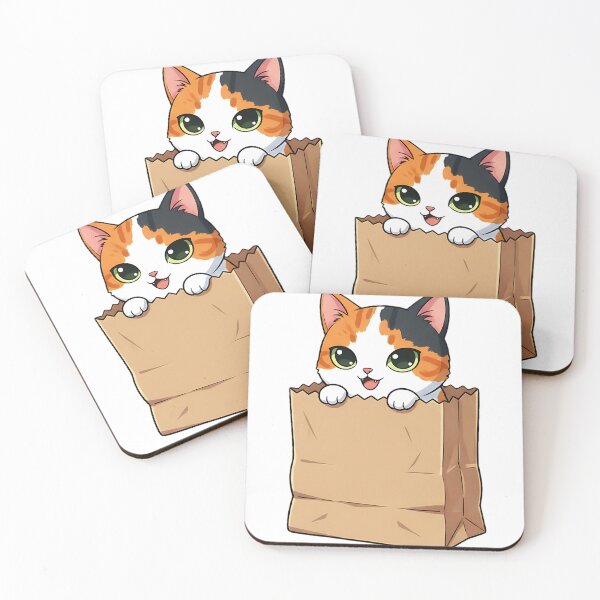 Item preview, Kawaii Cat Peeking - Funny Paper Bag Feline designed and sold by meesub.