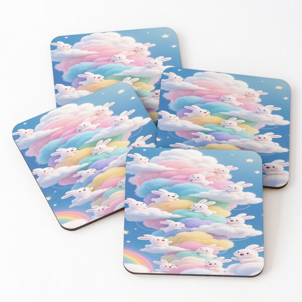 Item preview, Pastel-colored bunnie with colorful clouds 4 designed and sold by DinsignStudio.
