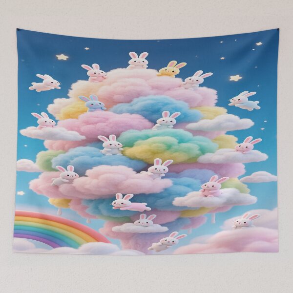 Item preview, Pastel-colored bunnie with colorful clouds 3   designed and sold by DinsignStudio.