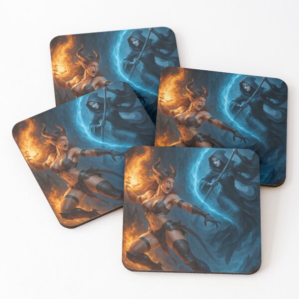 Item preview, Fiery demoness vs Grim Reaper   designed and sold by CathryneDelamort.