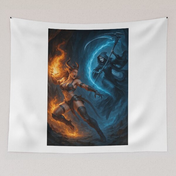 Item preview, Fiery demoness vs Grim Reaper   designed and sold by CathryneDelamort.