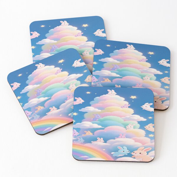 Item preview, Pastel-colored bunnie with colorful clouds   designed and sold by DinsignStudio.