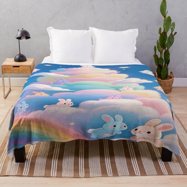 Item preview, Pastel-colored bunnie with colorful clouds   designed and sold by DinsignStudio.