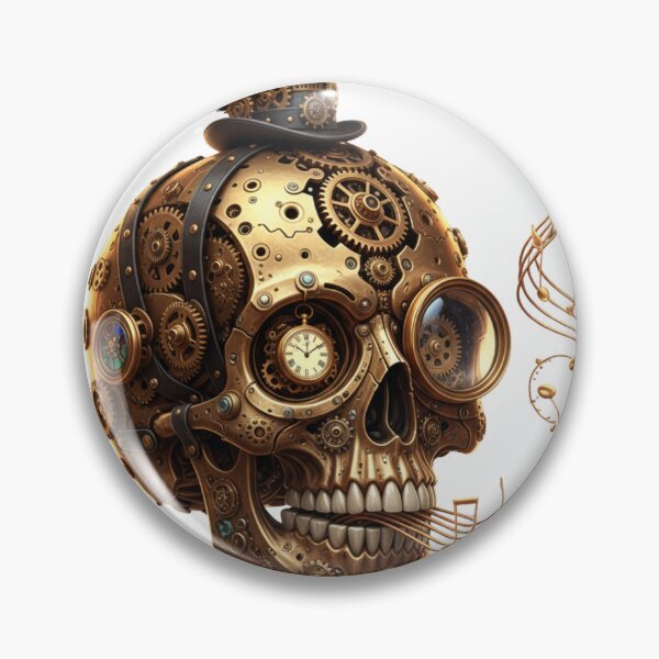 Item preview, The Steampunk Maestro: Golden Gear Skull Music Art designed and sold by MonaRose_Art.
