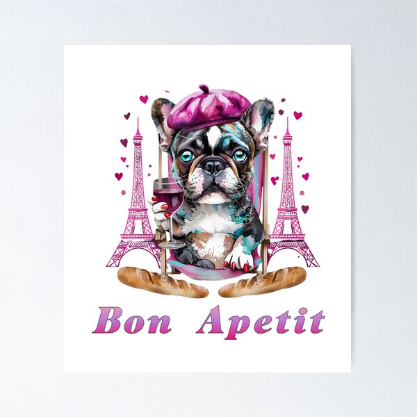 Item preview, Chic Parisian Frenchie Foodie designed and sold by ArtisticDesignsbyLinda.