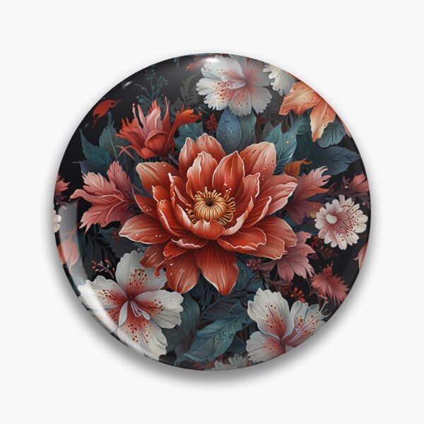 Item preview, Night Garden With Red Orange And White Blooms On Black Background designed and sold by CoolPixels.