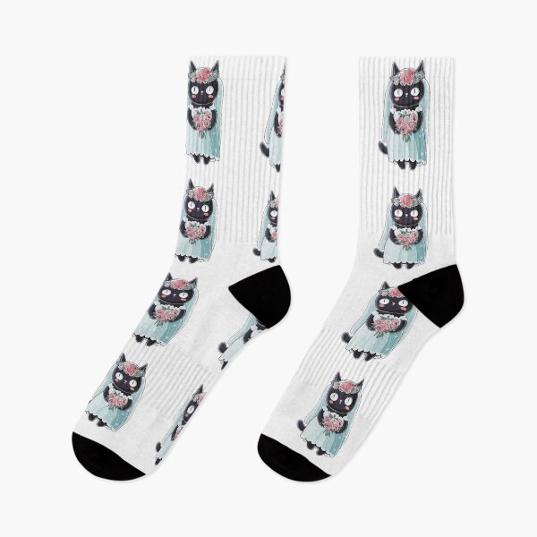 Item preview, Black Cat in Wedding Dress — Sweet Kawaii Design designed and sold by SleekLineSketches.