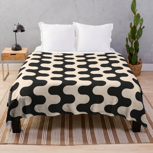 Item preview, Retro Groovy Wavy Stripes in Black and Cream White 1 designed and sold by enricadenicola.
