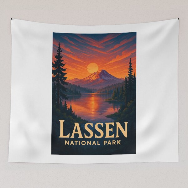 Item preview, Lassen National Park Mountain Sunset Over Alpine Lake designed and sold by Aryabek.
