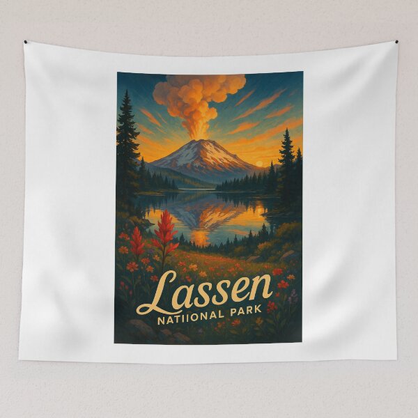 Item preview, Eruption at Lassen National Park with Wildflowers in Foreground designed and sold by Aryabek.