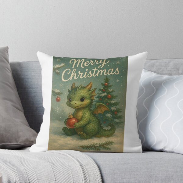 Item preview, Christmas Dragon with Ornament and Snowy Tree designed and sold by Aryabek.