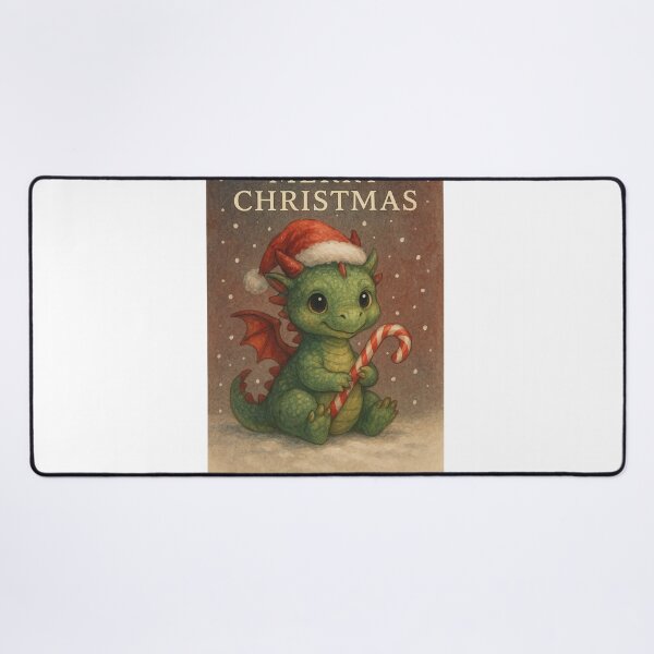 Item preview, Santa Hat Christmas Dragon with Candy Cane in Snow designed and sold by Aryabek.