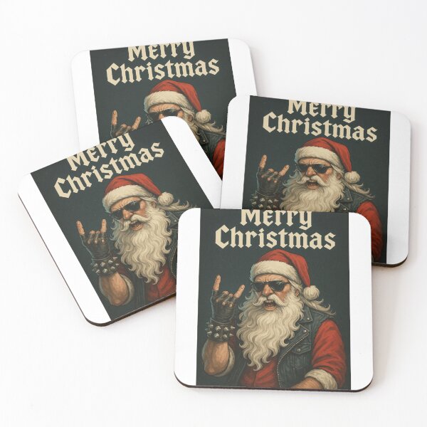 Item preview, Heavy Metal Christmas Santa with Shades and Spiked Wristband designed and sold by Aryabek.