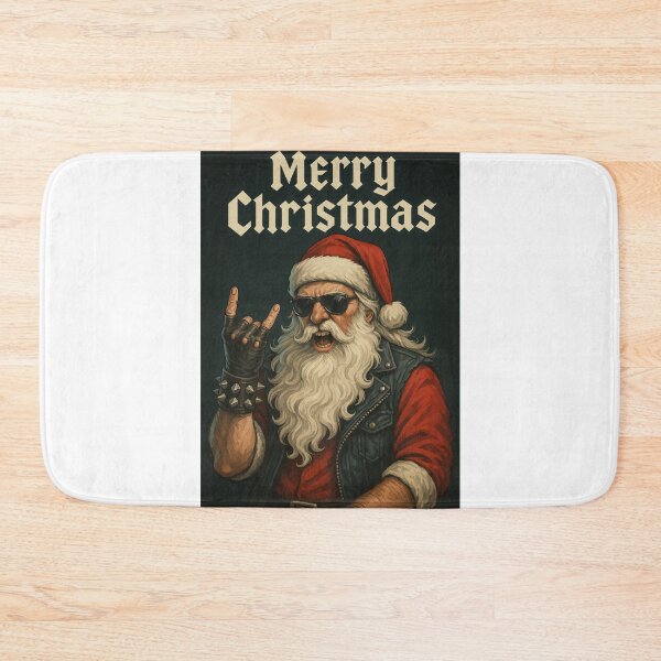 Item preview, Heavy Metal Christmas Santa with Shades and Spiked Wristband designed and sold by Aryabek.