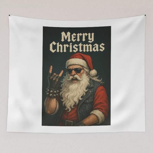 Item preview, Heavy Metal Christmas Santa with Shades and Spiked Wristband designed and sold by Aryabek.