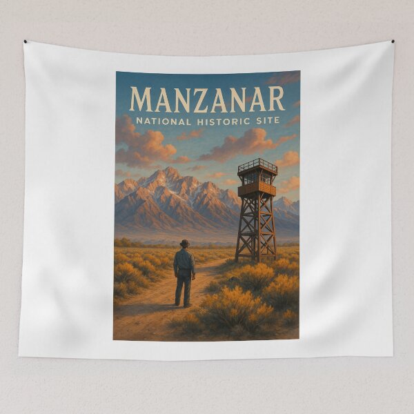 Item preview, Manzanar Historic Site Path to Guard Tower and Mountains designed and sold by Aryabek.