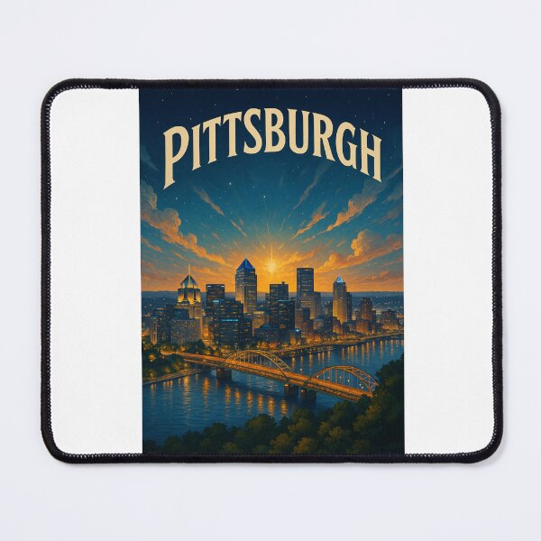 Item preview, Pittsburgh Skyline and Bridge Lights at Twilight designed and sold by Aryabek.