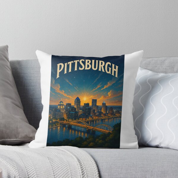 Item preview, Pittsburgh Skyline and Bridge Lights at Twilight designed and sold by Aryabek.