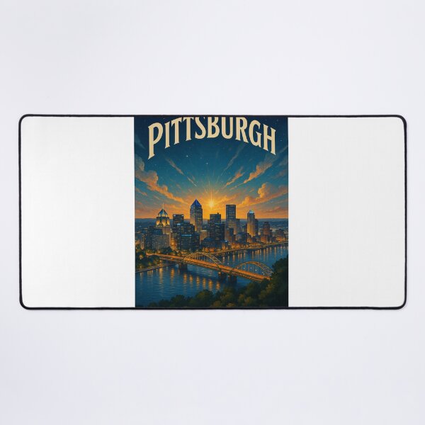 Item preview, Pittsburgh Skyline and Bridge Lights at Twilight designed and sold by Aryabek.