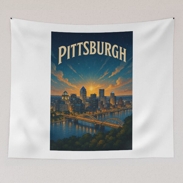 Item preview, Pittsburgh Skyline and Bridge Lights at Twilight designed and sold by Aryabek.