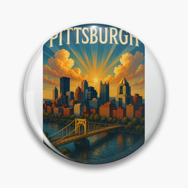 Item preview, Sunrise over Pittsburgh Skyline and Bridge in Pennsylvania designed and sold by Aryabek.