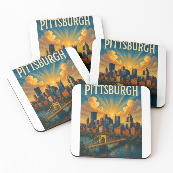 Item preview, Sunrise over Pittsburgh Skyline and Bridge in Pennsylvania designed and sold by Aryabek.
