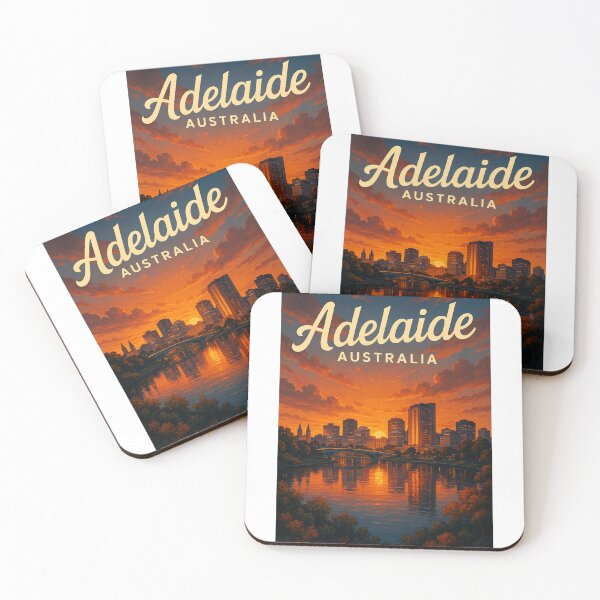 Item preview, Sunset Reflections over Adelaide Skyline and Torrens River designed and sold by Aryabek.
