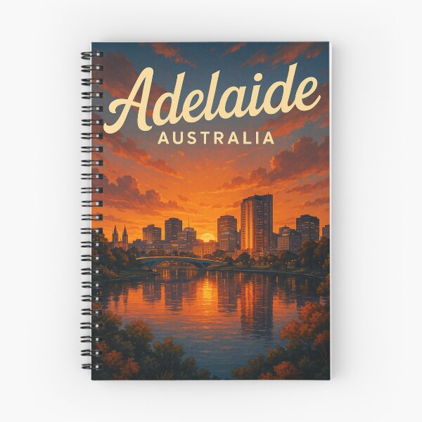 Item preview, Sunset Reflections over Adelaide Skyline and Torrens River designed and sold by Aryabek.