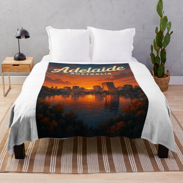Item preview, Sunset Reflections over Adelaide Skyline and Torrens River designed and sold by Aryabek.