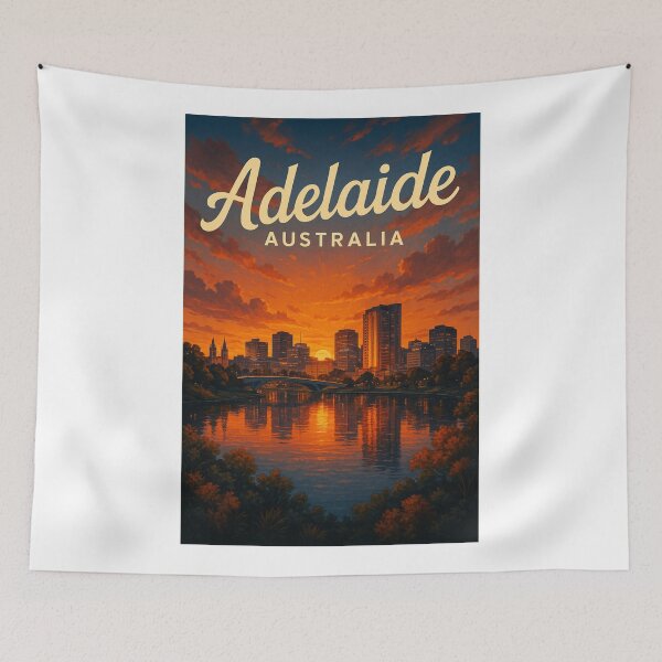 Item preview, Sunset Reflections over Adelaide Skyline and Torrens River designed and sold by Aryabek.