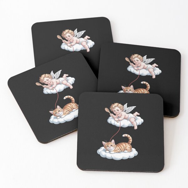 Item preview, Funny Angel Plays Laser With Cat designed and sold by JulienAureo.