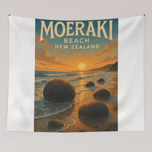 Item preview, Sunset over Moeraki Boulders, Otago Coast, New Zealand designed and sold by Places On Earth.