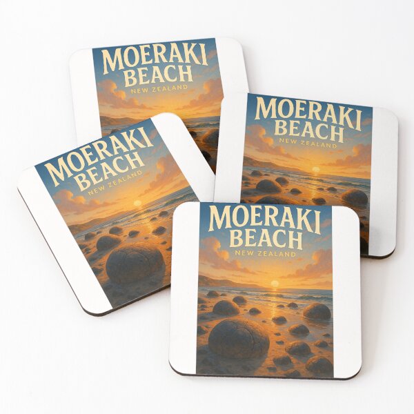 Item preview, Evening Glow at Moeraki Beach and Boulders, Otago, New Zealand designed and sold by Places On Earth.