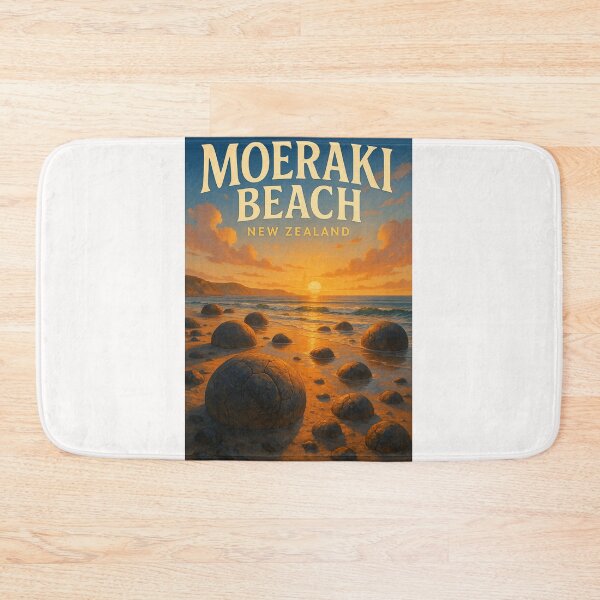 Item preview, Evening Glow at Moeraki Beach and Boulders, Otago, New Zealand designed and sold by Places On Earth.